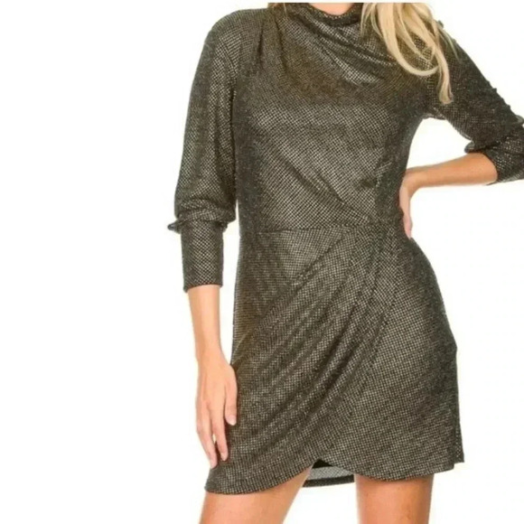 IRO Gold Metallic Mini Dress  Sz 8 - Picture 1 of 6